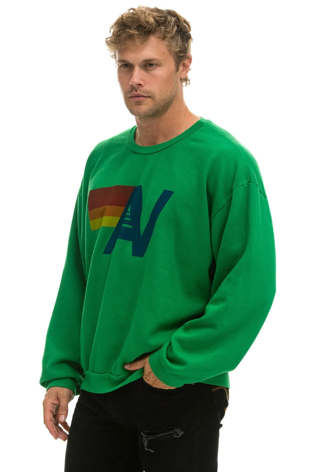 LOGO RELAXED CREW SWEATSHIRT - KELLY GREEN