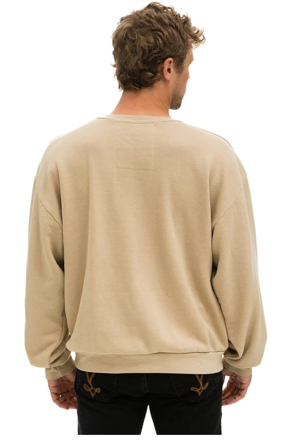 LOGO STITCH RELAXED CREW SWEATSHIRT - SAND