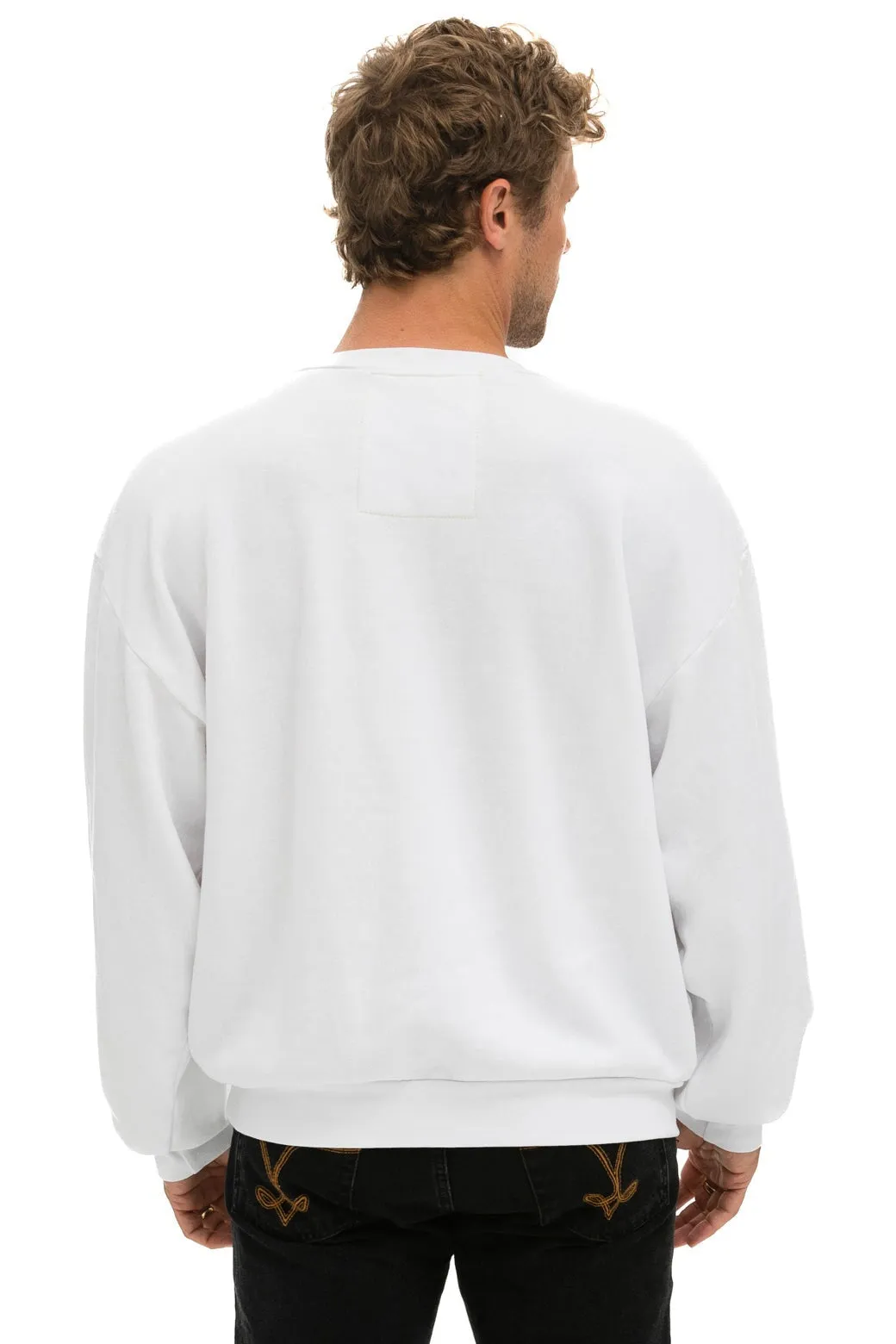 LOGO STITCH RELAXED CREW SWEATSHIRT - WHITE