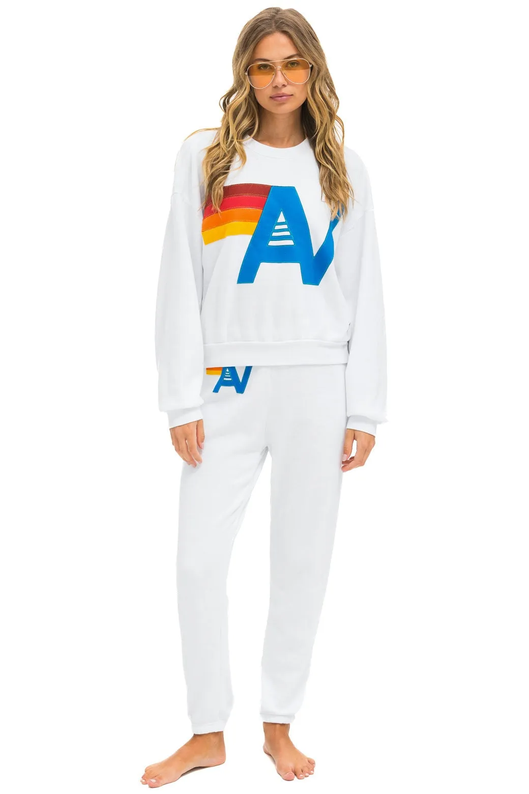 LOGO STITCH RELAXED CREW SWEATSHIRT - WHITE