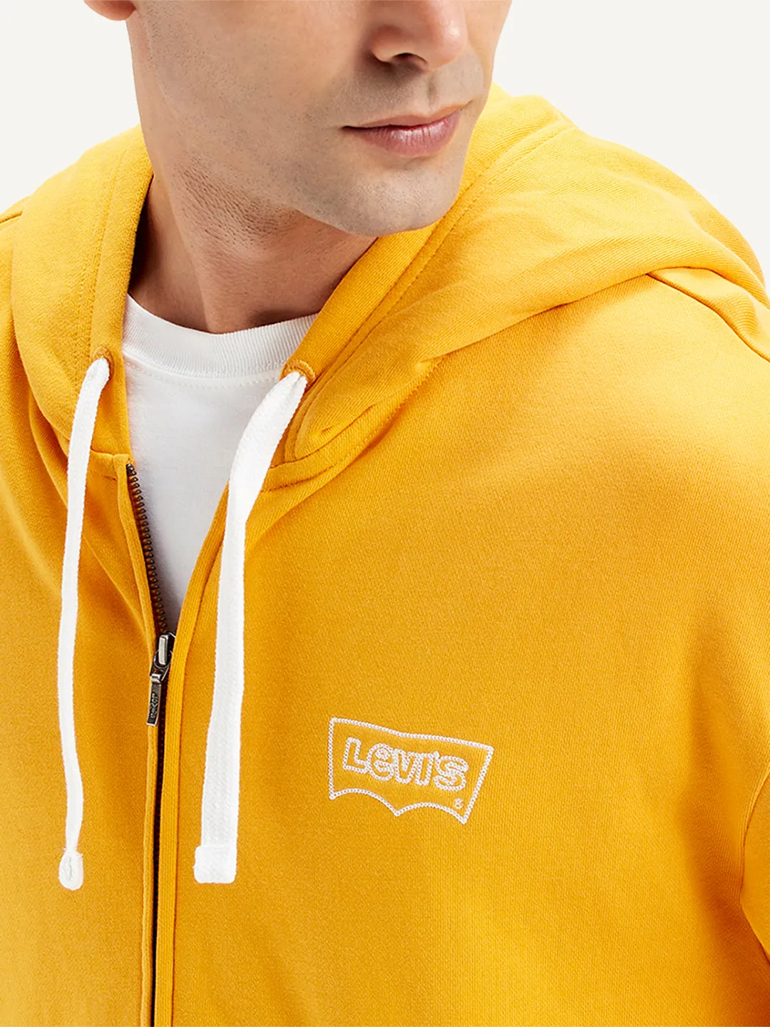 Men's Solid Mustard Hooded Sweatshirt