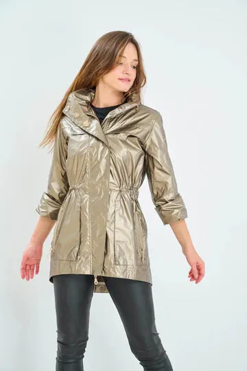 Metallic Rain Jacket-Gold