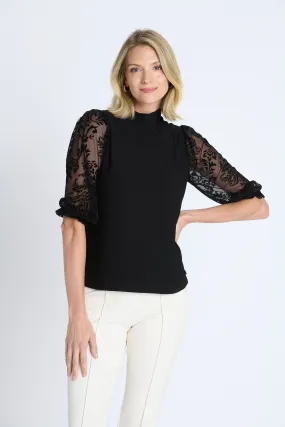 Mock Neck 3/4 Sleeve Lace Top