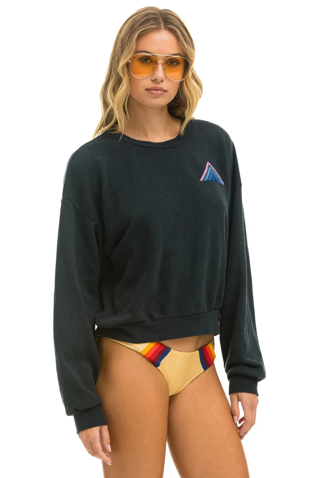 MOUNTAIN STITCH RELAXED CREW SWEATSHIRT - CHARCOAL // BLUE // PURPLE