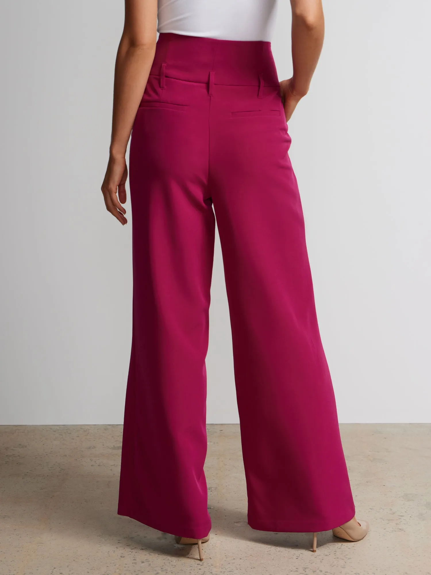 Notched Waistband Wide Leg Pant