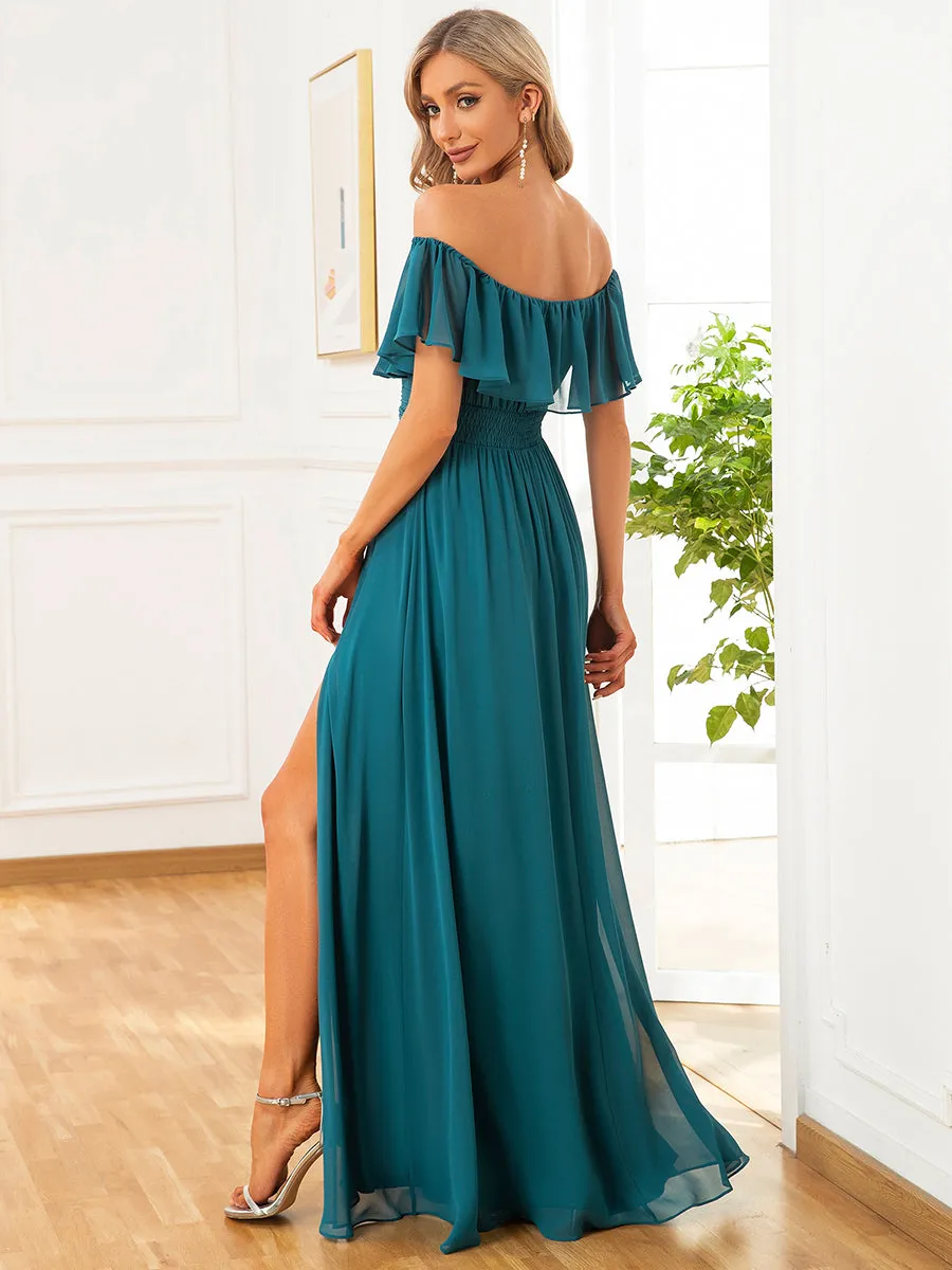 Off Shoulder Side Split Wholesale Bridesmaid Dresses