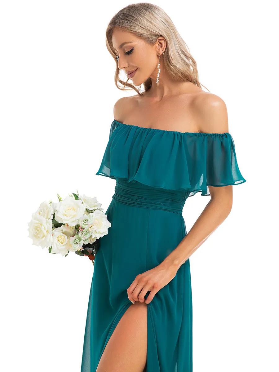 Off Shoulder Side Split Wholesale Bridesmaid Dresses