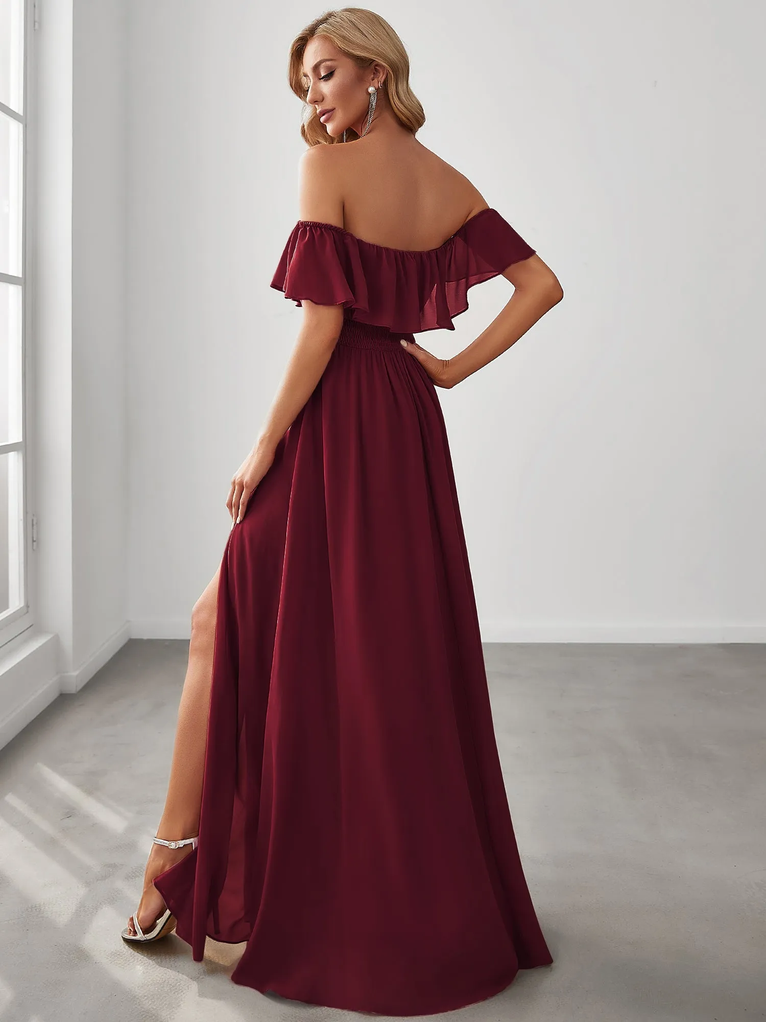 Off Shoulder Side Split Wholesale Bridesmaid Dresses