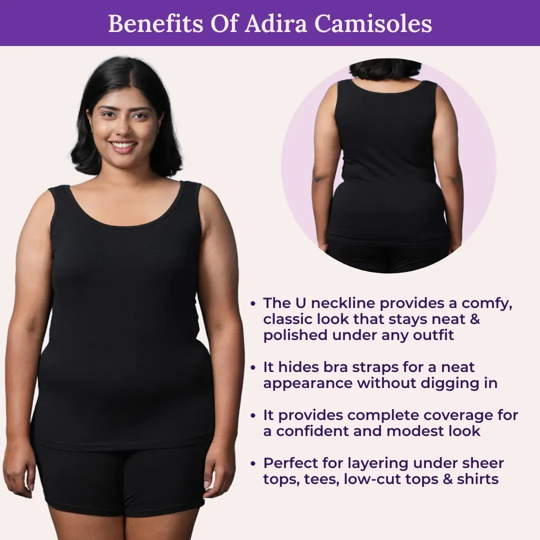 Plus Size Inner Tank Tops | Wide Fabric Shoulder | Round Neckline | Offers Full Coverage | Pack Of 2