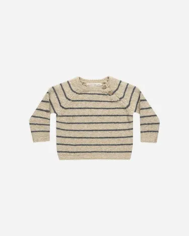 Quincy Mae Ace Knit Sweater, Indigo Stripe