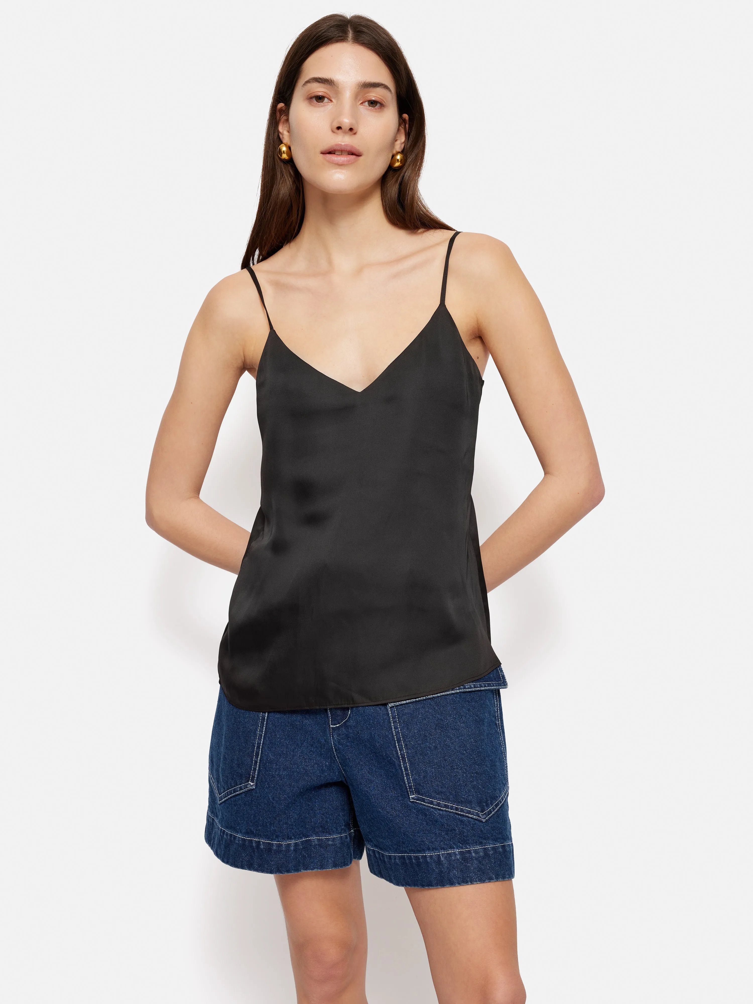 Recycled Satin Cami | Black