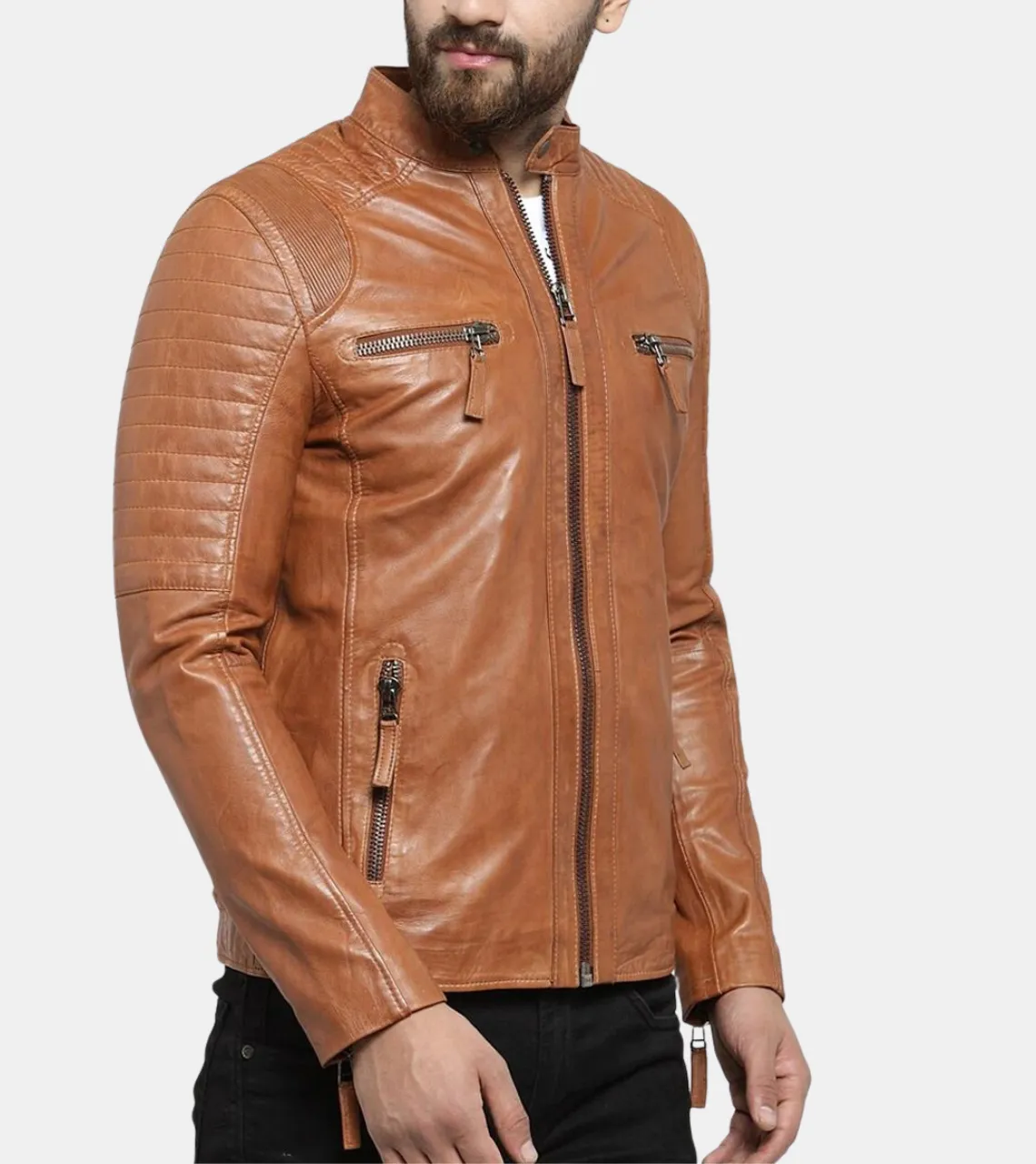 Roman Men's Brown Faded Leather jacket