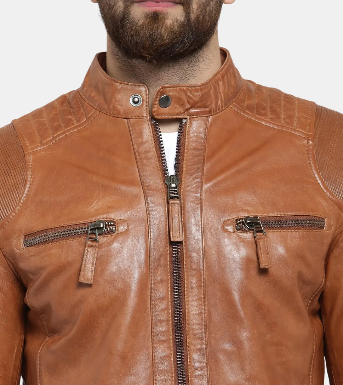 Roman Men's Brown Faded Leather jacket