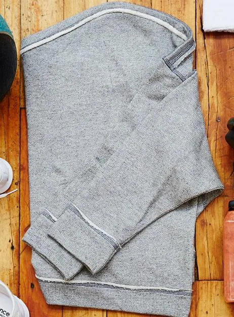 SOLID GRAY ONE SHOULDER RAW HEM RELAXED SWEATSHIRT