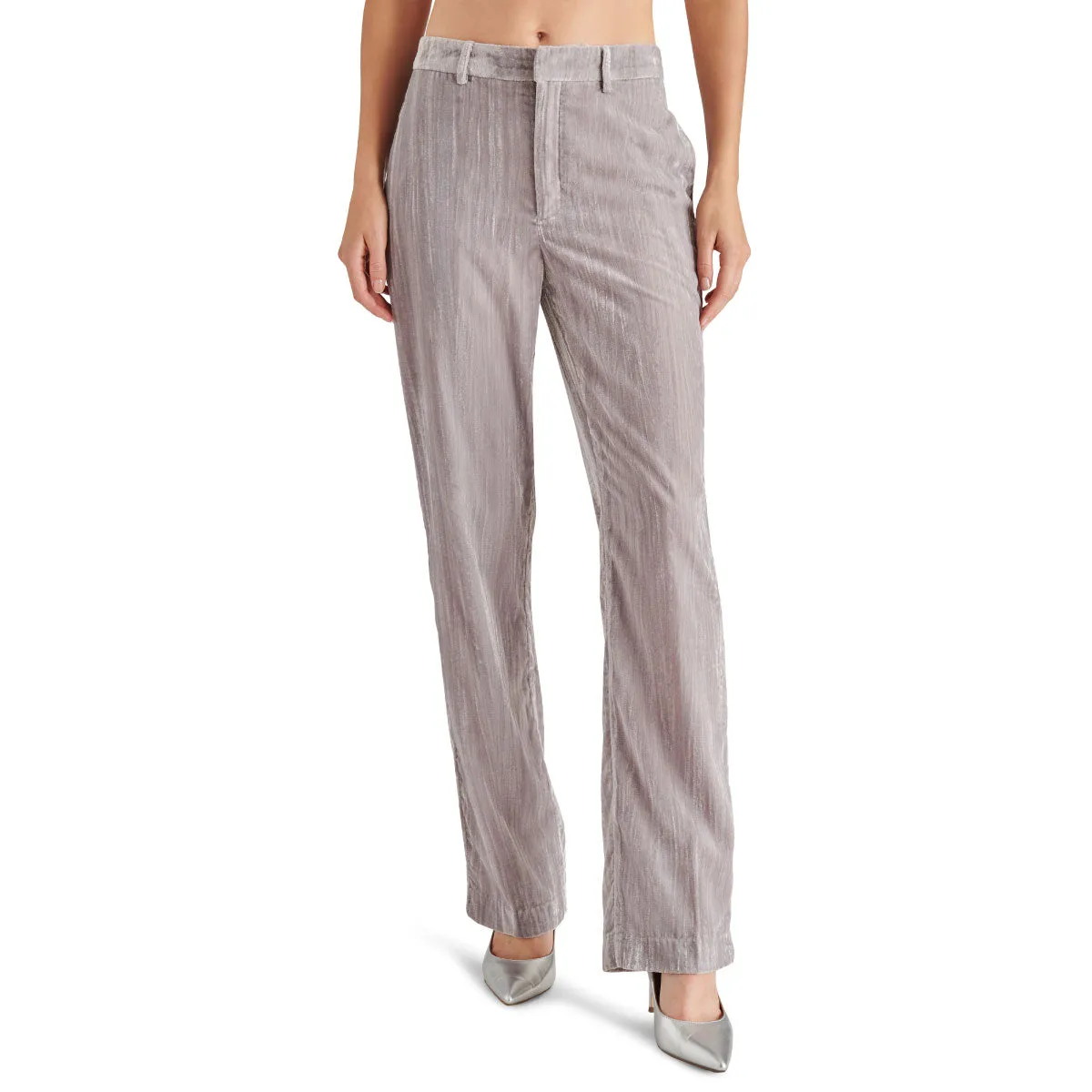 Steve Madden Mercer Crushed Velvet Mid Rise Straight Leg Pant