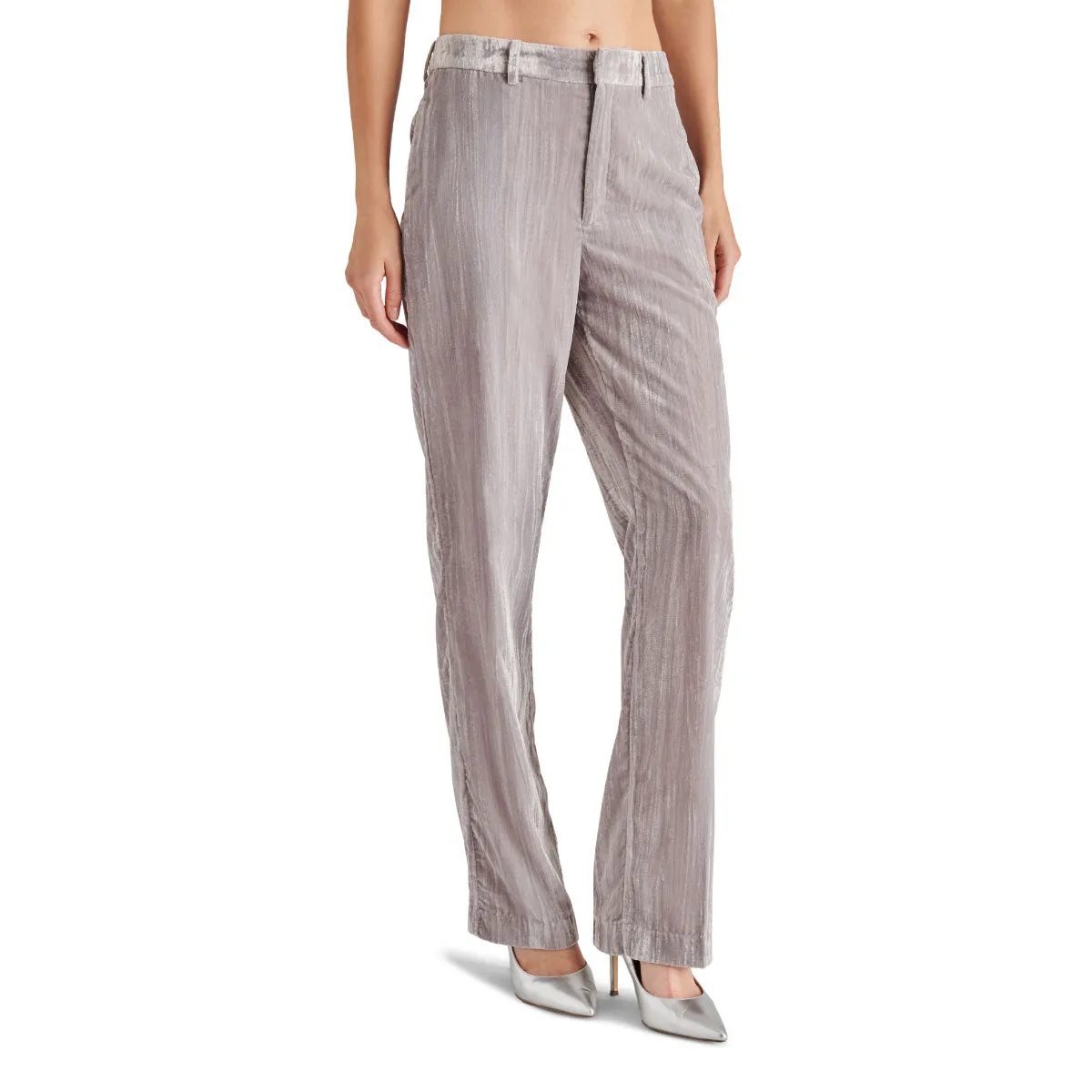 Steve Madden Mercer Crushed Velvet Mid Rise Straight Leg Pant