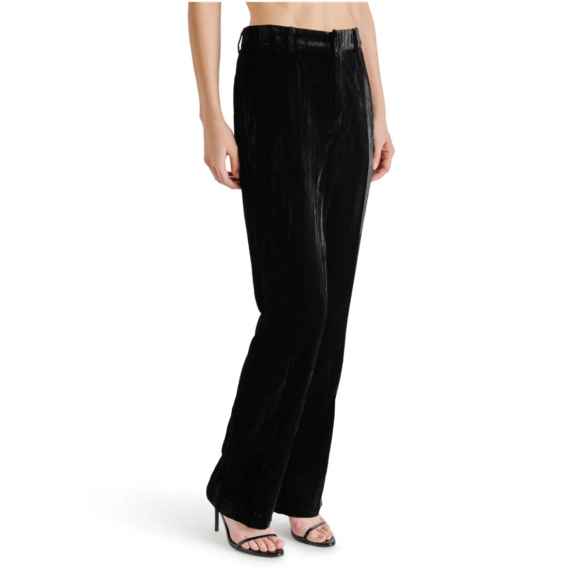 Steve Madden Mercer Crushed Velvet Mid Rise Straight Leg Pant