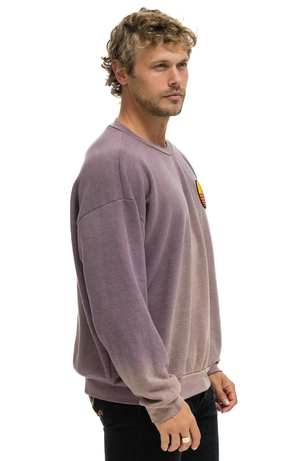 SUNSET PATCH RELAXED CREW SWEATSHIRT - FADED MOCHA