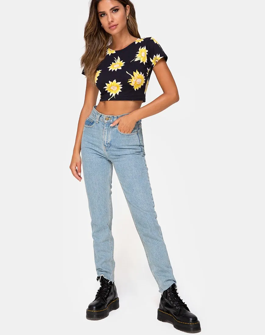 Tindy Crop Top in Sunny Days Black