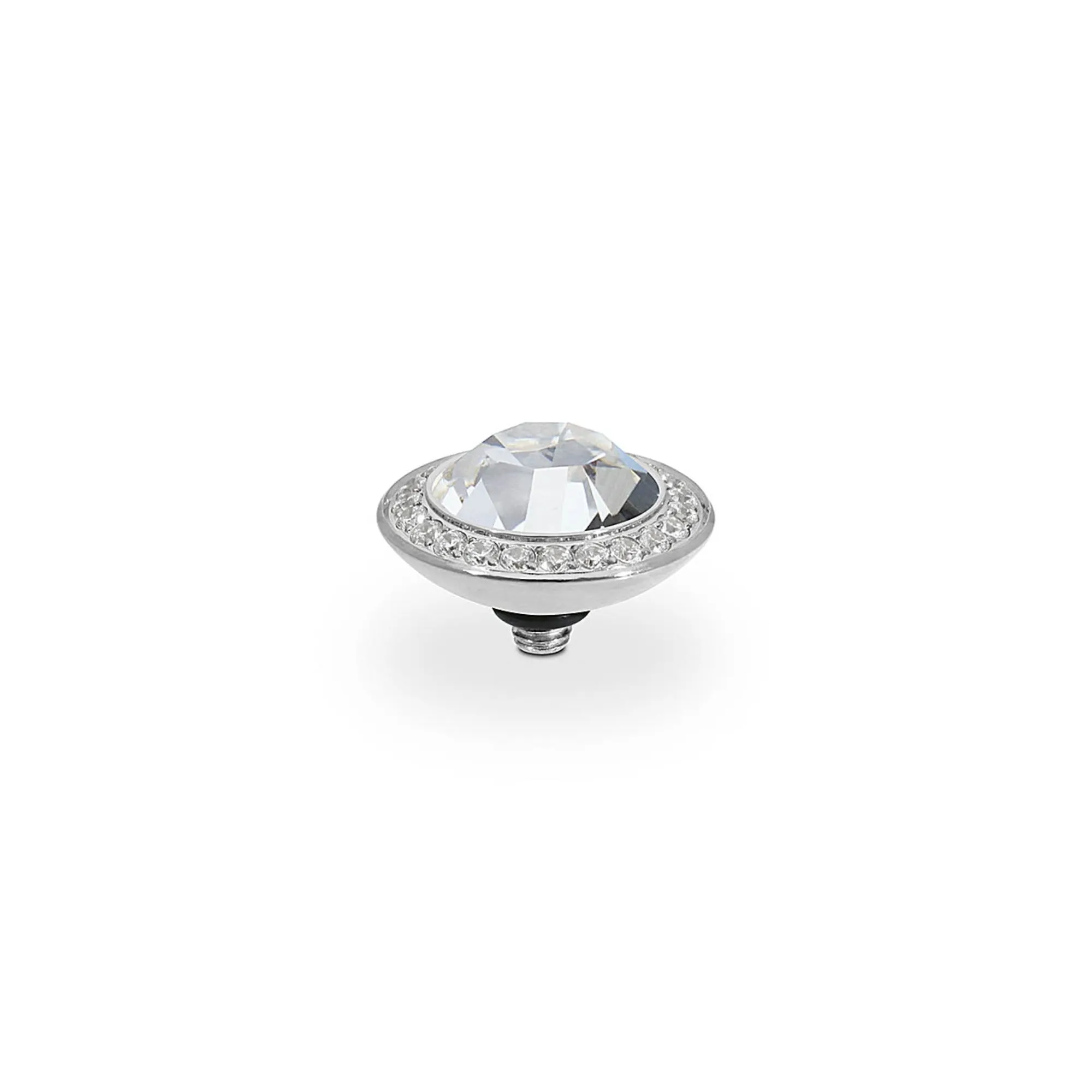 Tondo Deluxe Silver and Clear Crystal Ring Gem Top, 13mm