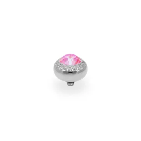 Tondo Deluxe Silver and Lotus Pink Delite Crystal Ring Gem Top, 10mm