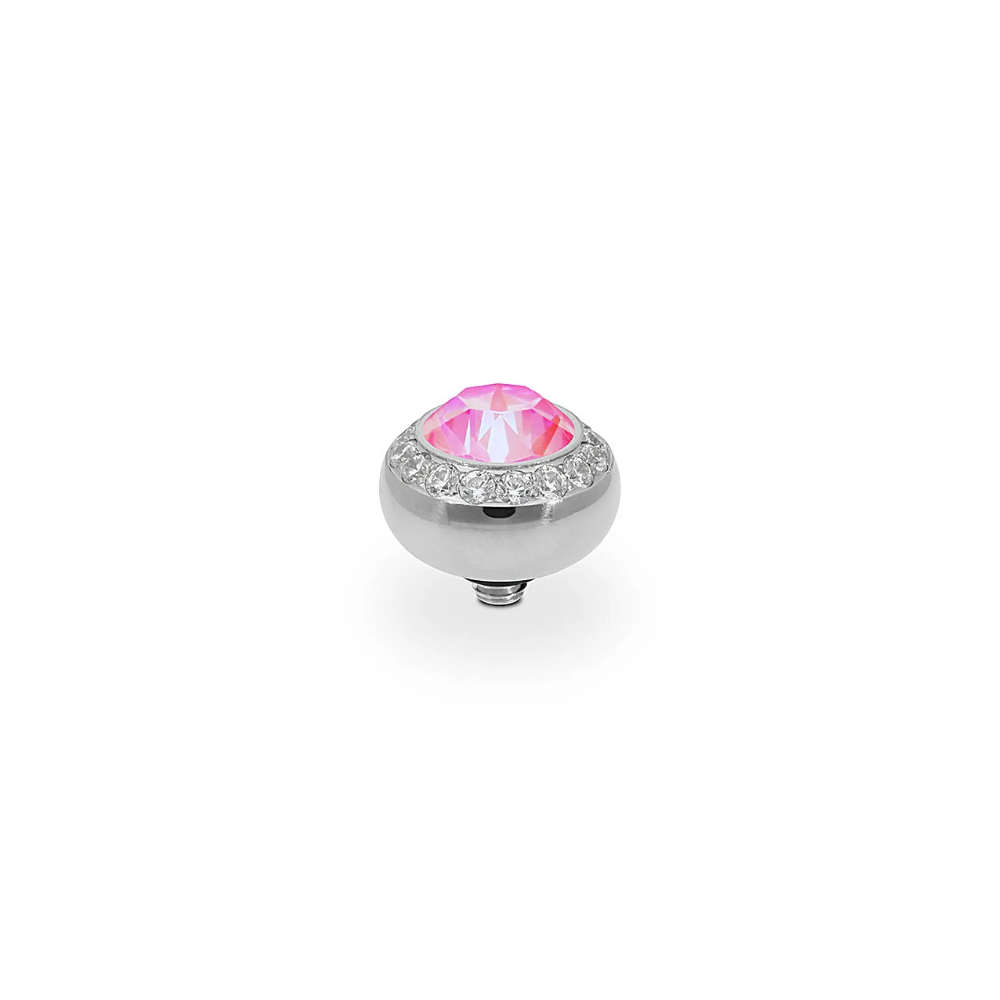 Tondo Deluxe Silver and Lotus Pink Delite Crystal Ring Gem Top, 10mm