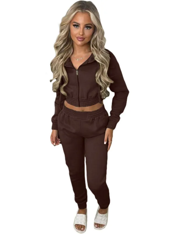 Trendy Cropped Hoodie and Pencil Sweatpants Tracksuit for Casual Days