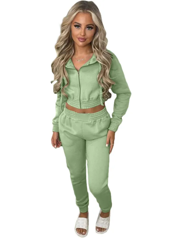 Trendy Cropped Hoodie and Pencil Sweatpants Tracksuit for Casual Days