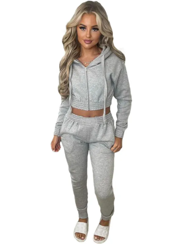 Trendy Cropped Hoodie and Pencil Sweatpants Tracksuit for Casual Days