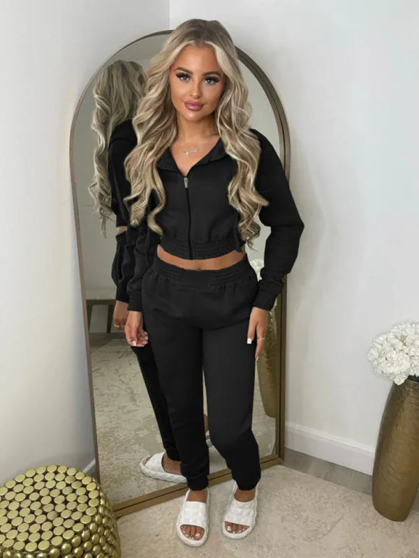 Trendy Cropped Hoodie and Pencil Sweatpants Tracksuit for Casual Days