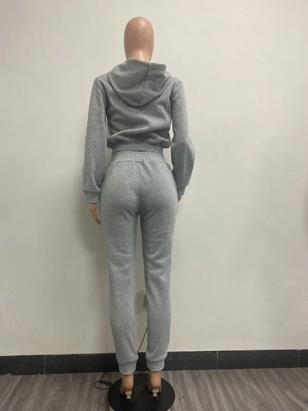 Trendy Cropped Hoodie and Pencil Sweatpants Tracksuit for Casual Days