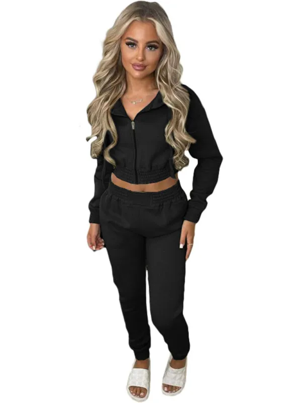 Trendy Cropped Hoodie and Pencil Sweatpants Tracksuit for Casual Days