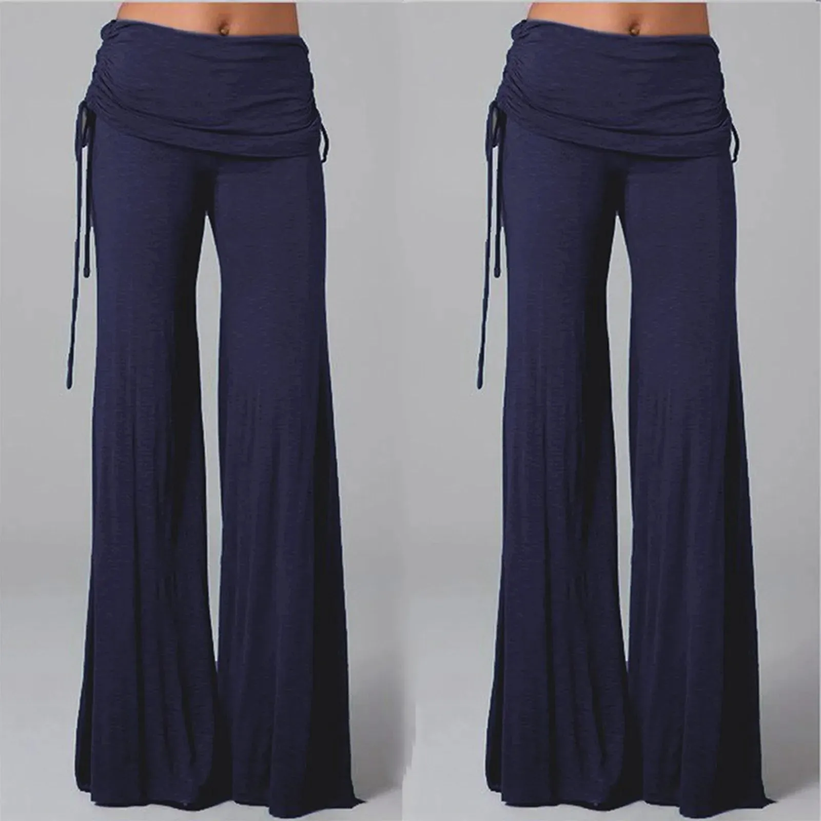 Trendy Flare Leg Solid Color Pants