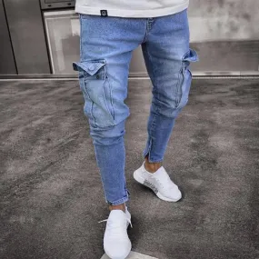 Trendy Knee Ripped Zipper Skinny Jeans