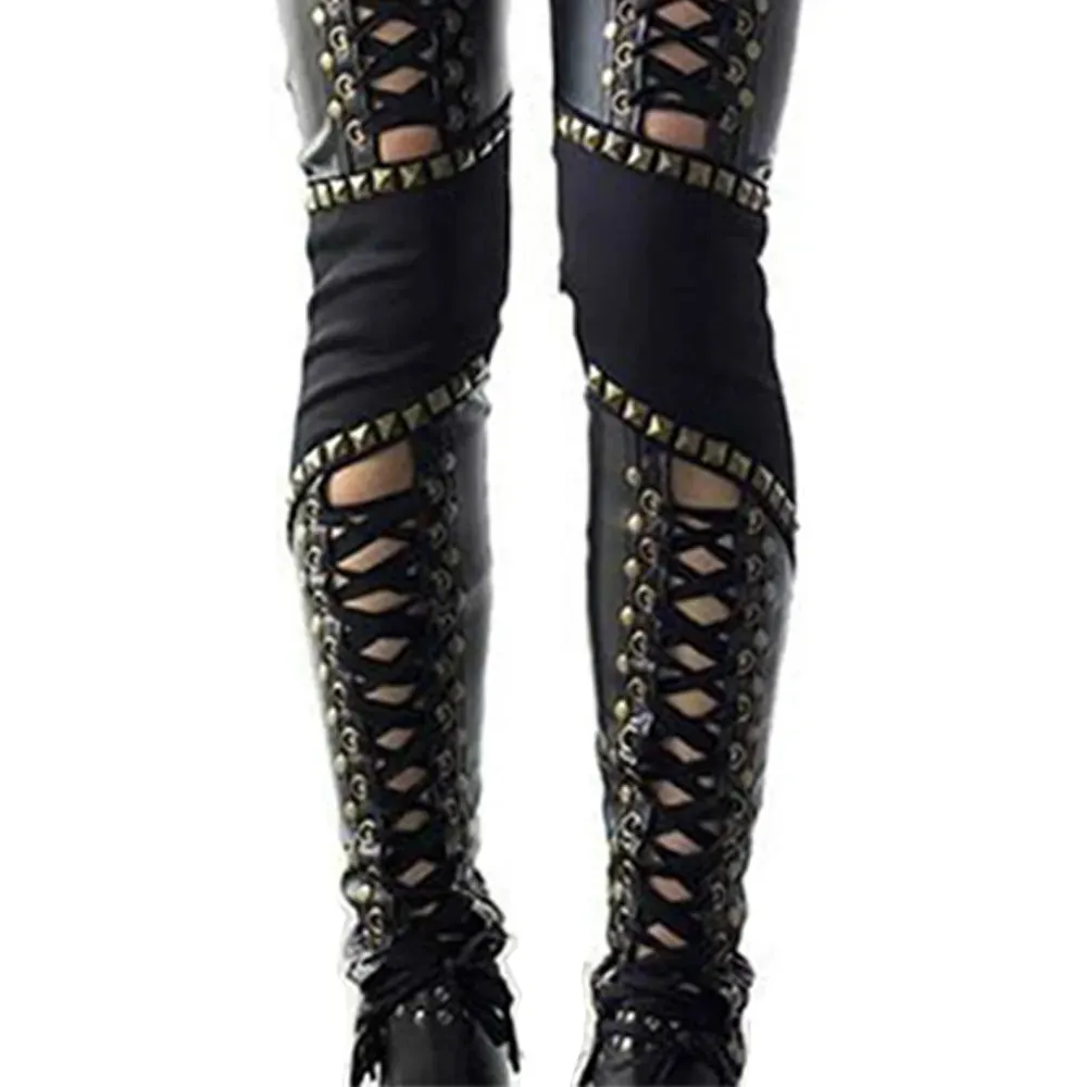 Trendy Punk Rock Faux Leather Pencil Pants