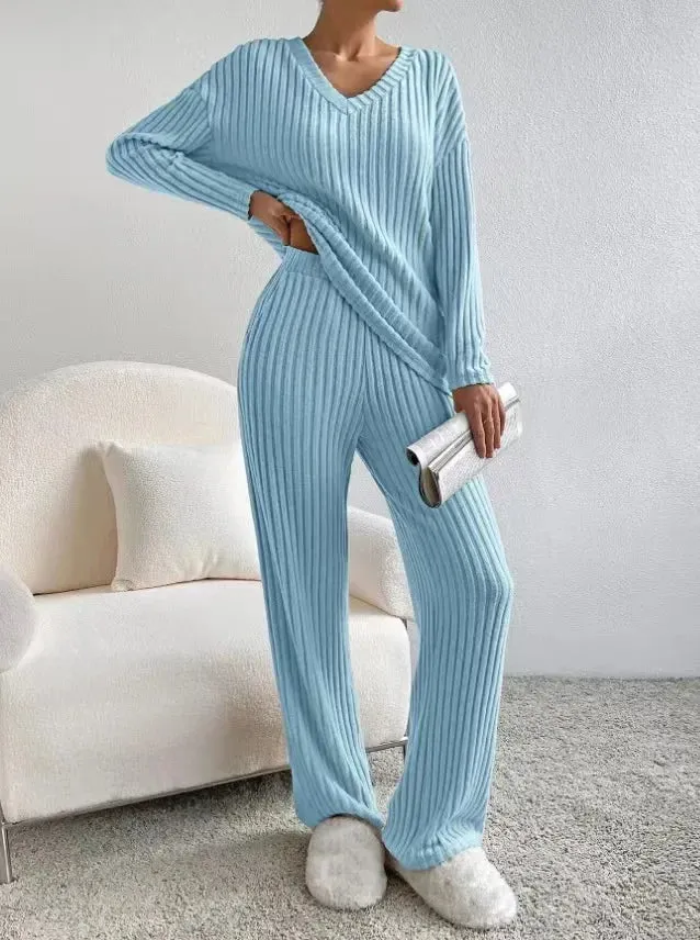 Trendy Ribbed Knit Cozy Set