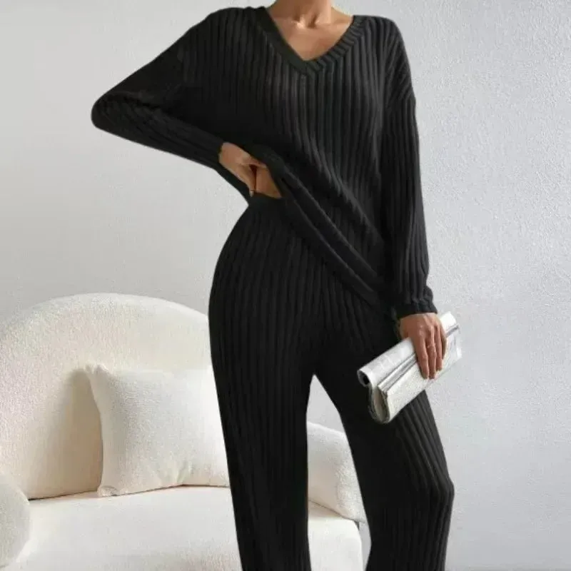 Trendy Ribbed Knit Cozy Set