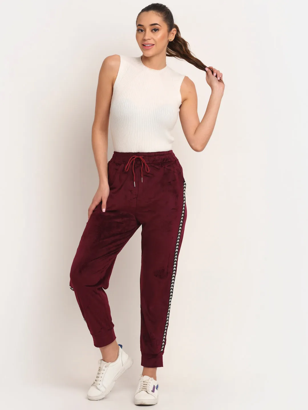 Women Maroon Regular-Fit High Rise Sports Lower